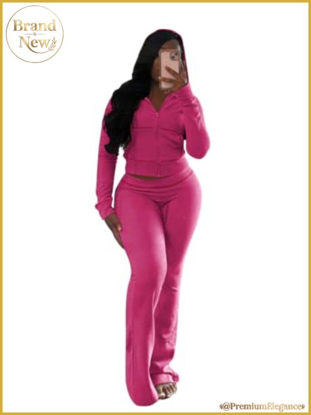 Women's 2 Piece Lounge Set Zip Up Crop Hoodie & Flare Pants Tracksuit